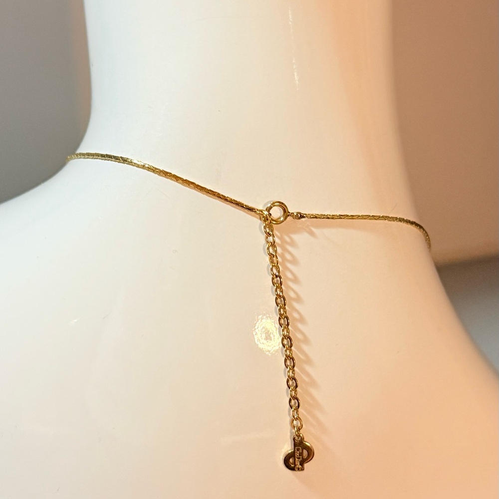 Christian Dior Authentic Double Pearl Crystal Pendant Necklace Signed Vintage - Picture 6 of 6